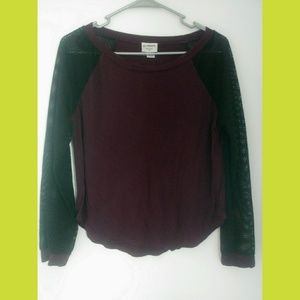 Long mesh sleeve raglan top